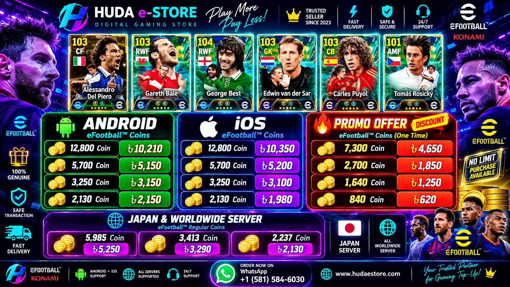 HUDA e-STORE eFootball Coins Special Offer 2026 poster